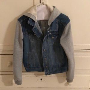 Denim jacket with hoodie size S